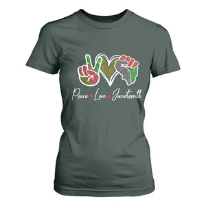 Peace Love Juneteenth T Shirt For Women Black Freedom TS01 Dark Forest Green Print Your Wear