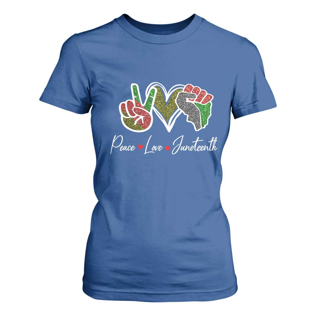 Peace Love Juneteenth T Shirt For Women Black Freedom TS01 Royal Blue Print Your Wear