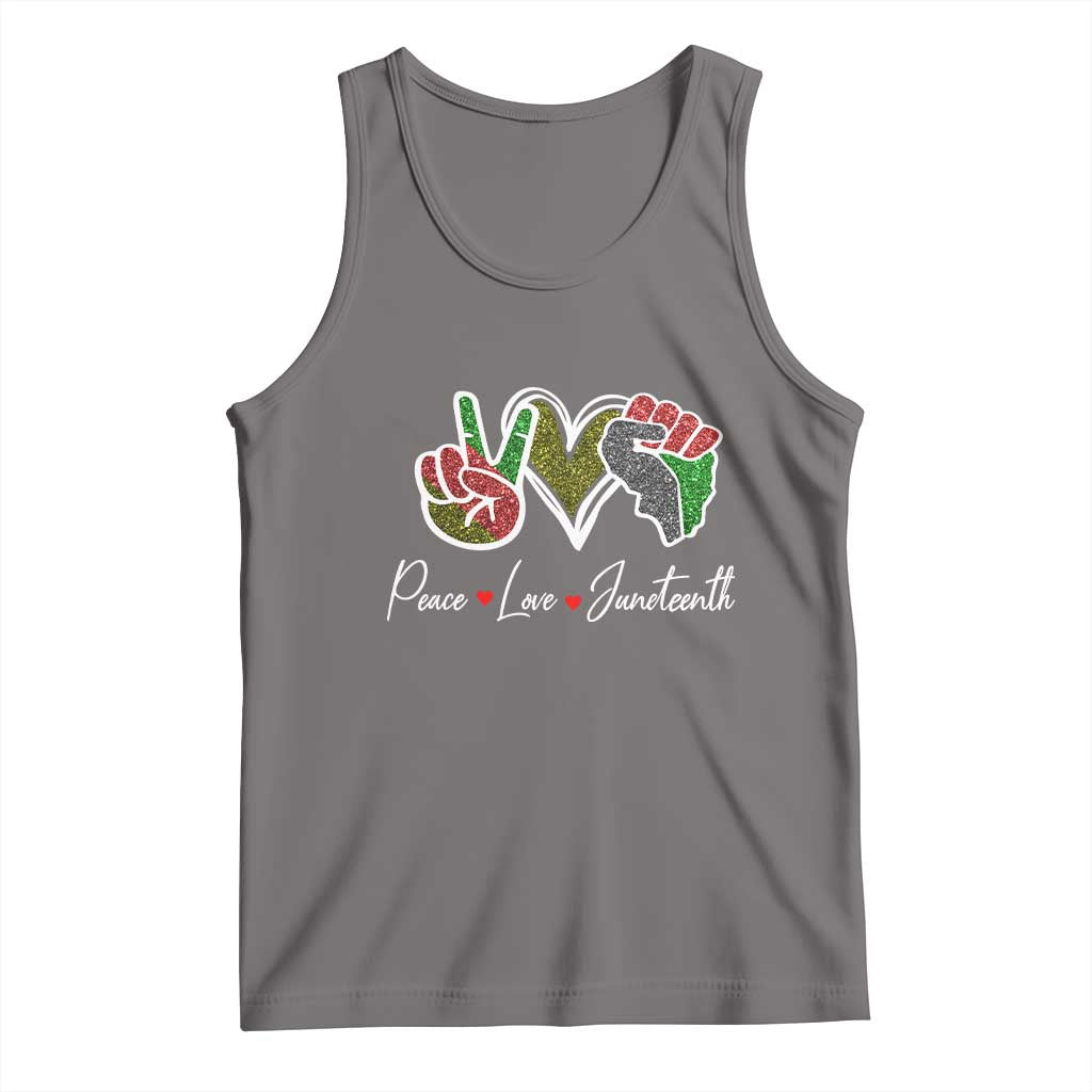 Peace Love Juneteenth Tank Top Black Freedom TS01 Deep Heather Print Your Wear