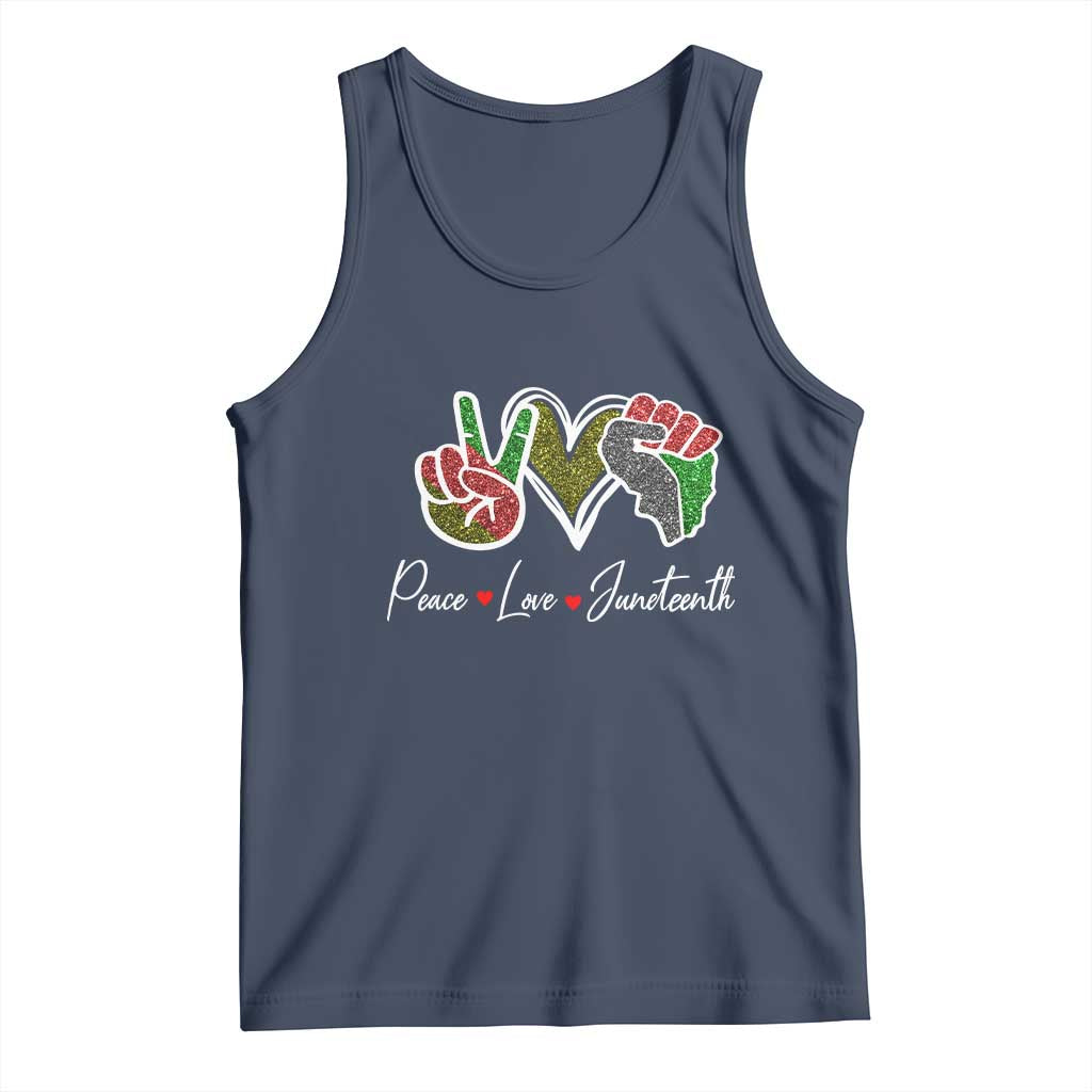Peace Love Juneteenth Tank Top Black Freedom TS01 Navy Print Your Wear