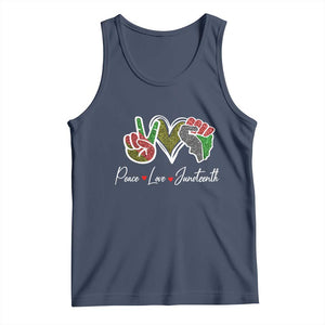 Peace Love Juneteenth Tank Top Black Freedom TS01 Navy Print Your Wear