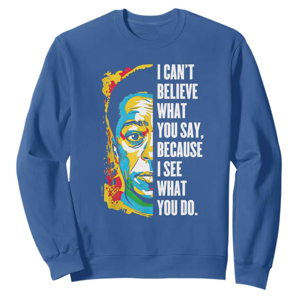 James Baldwin Graffiti Art Juneteenth Black History Month Sweatshirt TS01 Royal Blue Printyourwear