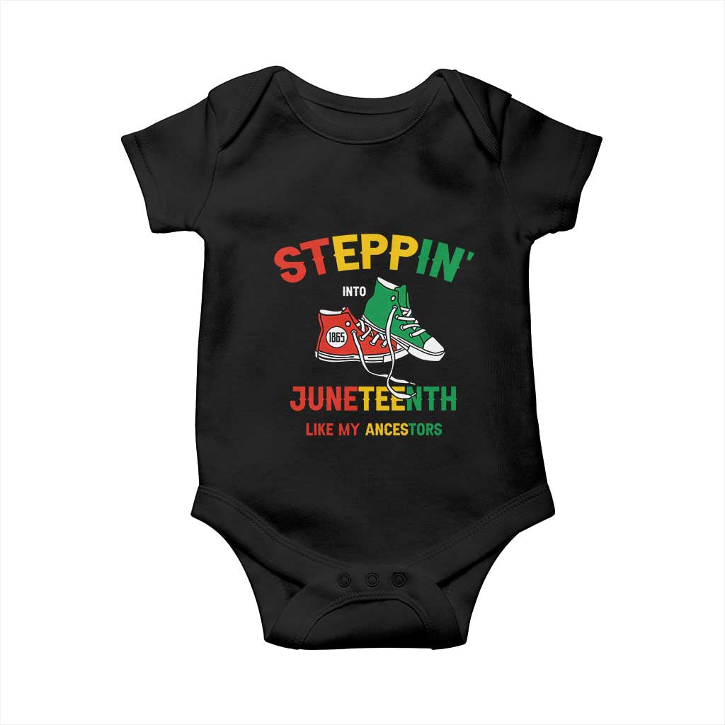 Stepping into Juneteenth 1865 Baby Onesie Like My Ancestors Sneakers TS01 Black Print Your Wear