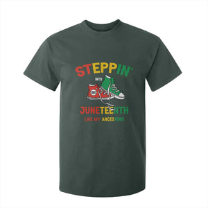 Stepping into Juneteenth 1865 T Shirt For Kid Like My Ancestors Sneakers TS01 Dark Forest Green Print Your Wear