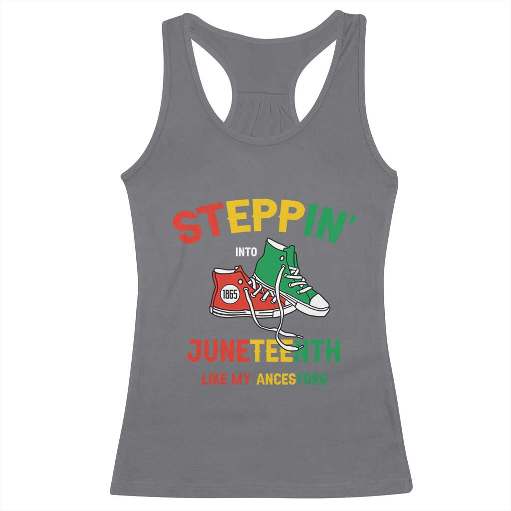 Stepping into Juneteenth 1865 Racerback Tank Top Like My Ancestors Sneakers TS01 Charcoal Print Your Wear