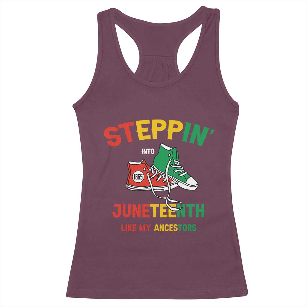 Stepping into Juneteenth 1865 Racerback Tank Top Like My Ancestors Sneakers TS01 Maroon Print Your Wear
