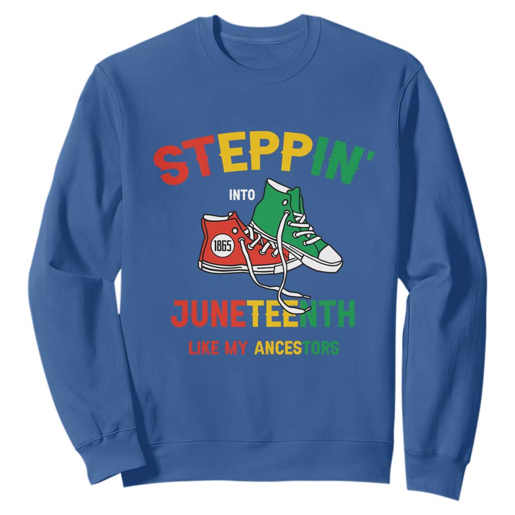 Stepping into Juneteenth Sweatshirt Like My Ancestors Sneakers 1865 TS01 Royal Blue Printyourwear
