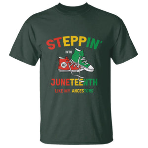 Stepping into Juneteenth T Shirt Like My Ancestors Sneakers 1865 TS01 Dark Forest Green Printyourwear