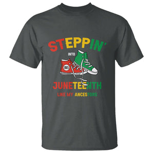 Stepping into Juneteenth T Shirt Like My Ancestors Sneakers 1865 TS01 Dark Heather Printyourwear