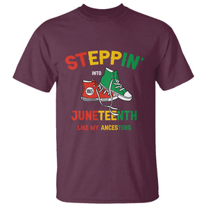 Stepping into Juneteenth T Shirt Like My Ancestors Sneakers 1865 TS01 Maroon Printyourwear