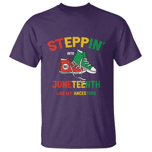 Stepping into Juneteenth T Shirt Like My Ancestors Sneakers 1865 TS01 Purple Printyourwear