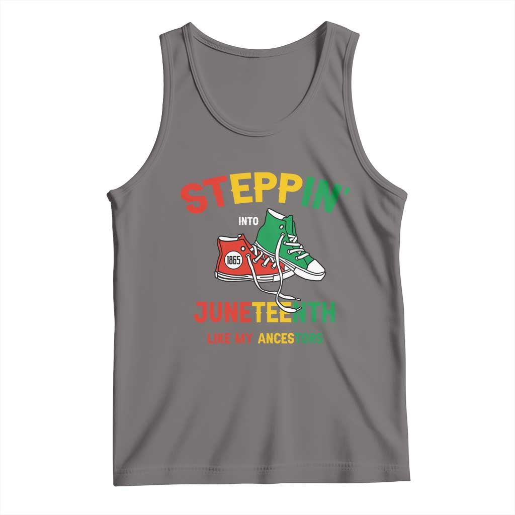 Stepping into Juneteenth 1865 Tank Top Like My Ancestors Sneakers TS01 Deep Heather Print Your Wear