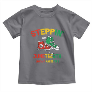 Stepping into Juneteenth 1865 Toddler T Shirt Like My Ancestors Sneakers TS01 Charcoal Print Your Wear