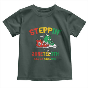 Stepping into Juneteenth 1865 Toddler T Shirt Like My Ancestors Sneakers TS01 Dark Forest Green Print Your Wear