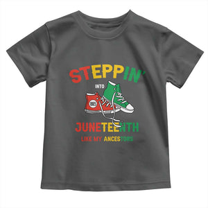 Stepping into Juneteenth 1865 Toddler T Shirt Like My Ancestors Sneakers TS01 Dark Heather Print Your Wear