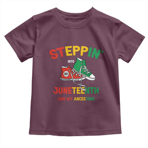 Stepping into Juneteenth 1865 Toddler T Shirt Like My Ancestors Sneakers TS01 Maroon Print Your Wear