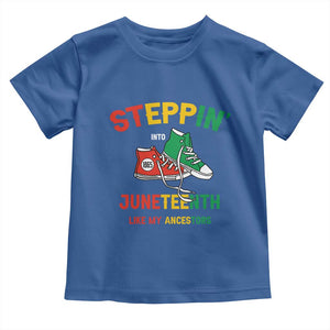 Stepping into Juneteenth 1865 Toddler T Shirt Like My Ancestors Sneakers TS01 Royal Blue Print Your Wear