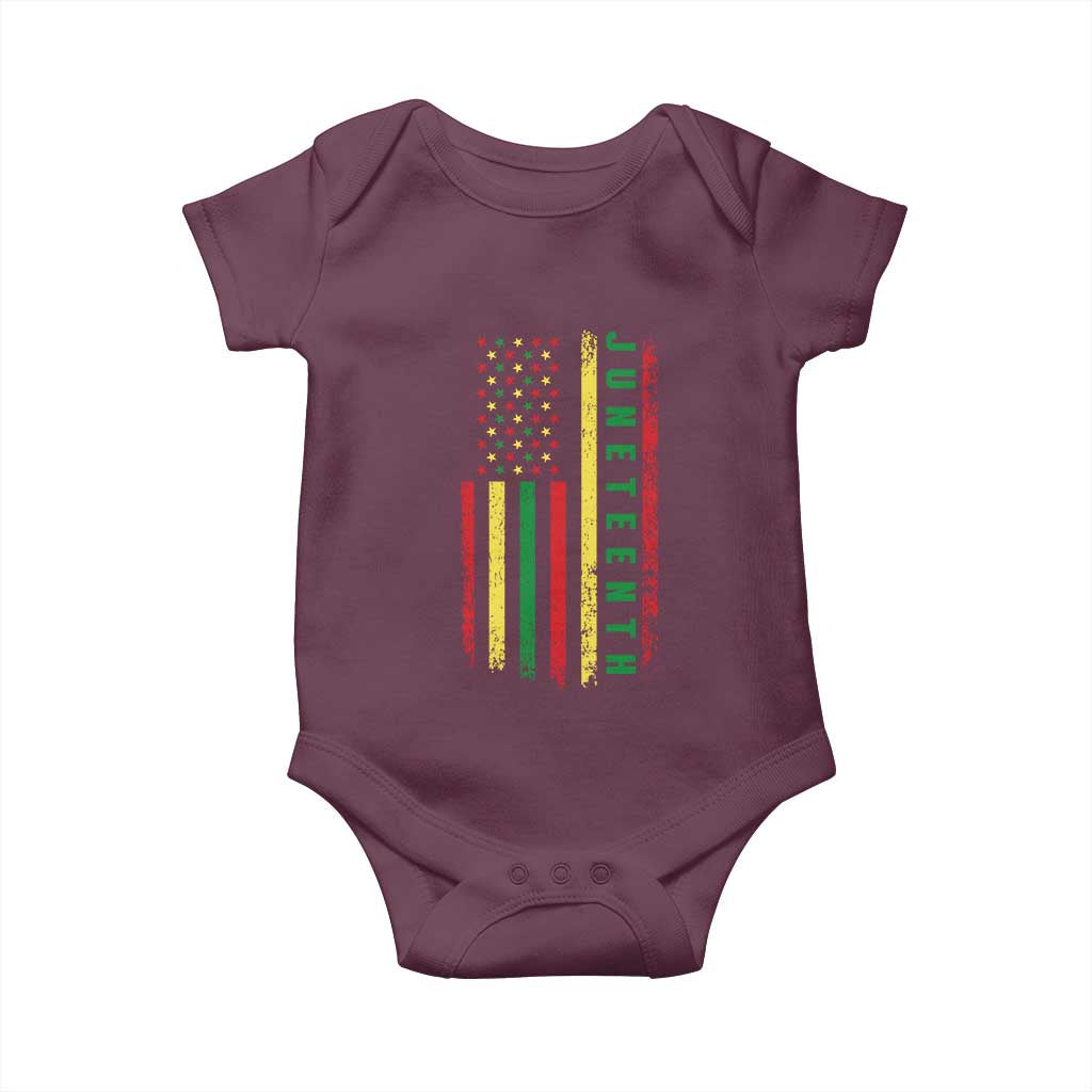 Juneteenth American Flag Baby Onesie Melanin Black Pride Pan African 1865 TS01 Maroon Print Your Wear