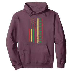 Happy Juneteenth Flag Hoodie Melanin Black Pride Pan African 1865 TS01 Maroon Printyourwear