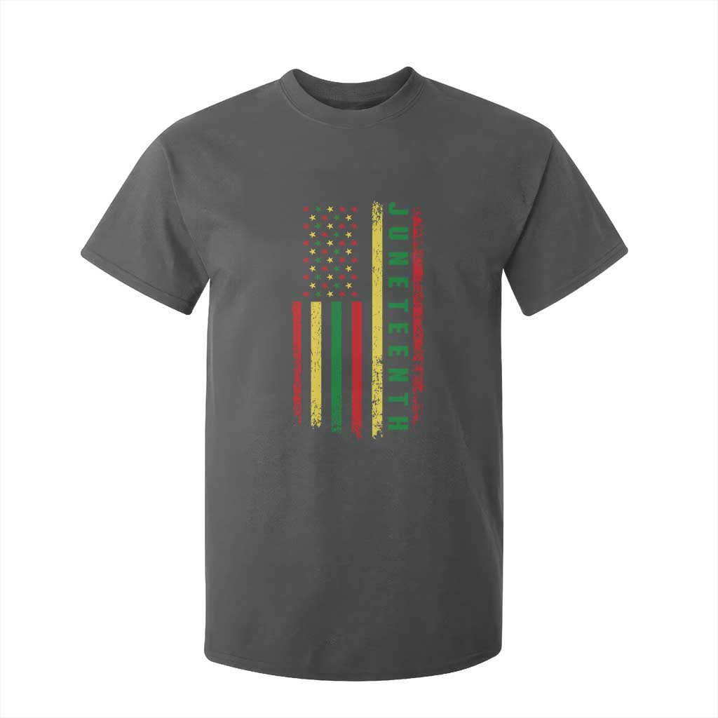 Juneteenth American Flag T Shirt For Kid Melanin Black Pride Pan African 1865 TS01 Dark Heather Print Your Wear