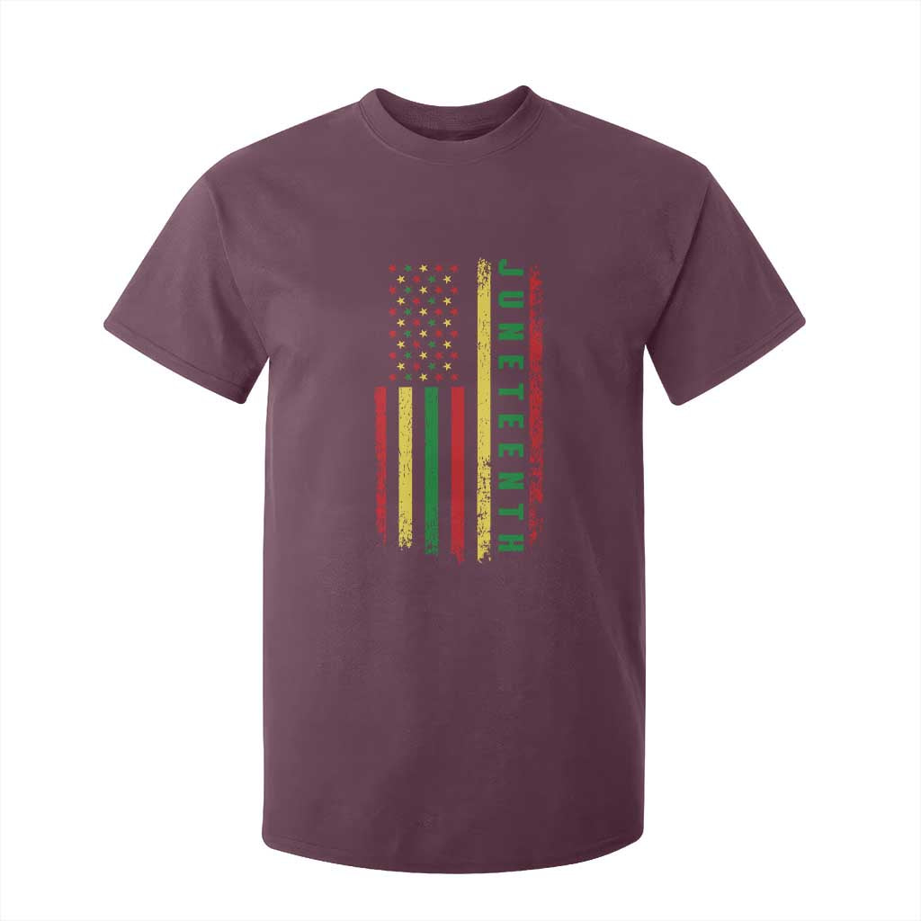 Juneteenth American Flag T Shirt For Kid Melanin Black Pride Pan African 1865 TS01 Maroon Print Your Wear