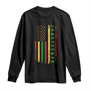 Juneteenth American Flag Long Sleeve Shirt Melanin Black Pride Pan African 1865 TS01 Black Print Your Wear