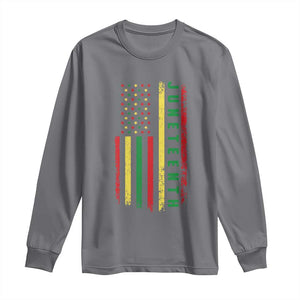 Juneteenth American Flag Long Sleeve Shirt Melanin Black Pride Pan African 1865 TS01 Charcoal Print Your Wear