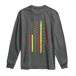 Juneteenth American Flag Long Sleeve Shirt Melanin Black Pride Pan African 1865 TS01 Dark Heather Print Your Wear