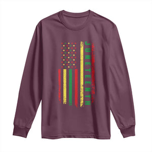 Juneteenth American Flag Long Sleeve Shirt Melanin Black Pride Pan African 1865 TS01 Maroon Print Your Wear