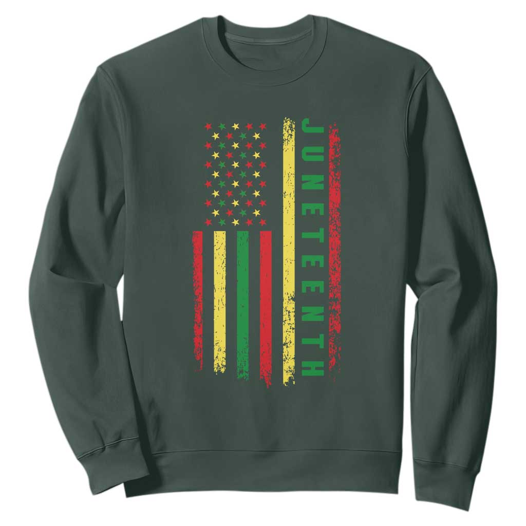 Happy Juneteenth Flag Sweatshirt Melanin Black Pride Pan African 1865 TS01 Dark Forest Green Printyourwear