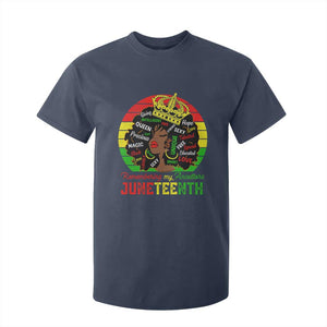 Black Women T Shirt For Kid Remembering My Ancestors Juneteenth Celebrate TS01 Navy Print Your Wear