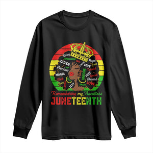 Black Women Long Sleeve Shirt Remembering My Ancestors Juneteenth Celebrate TS01 Black Print Your Wear