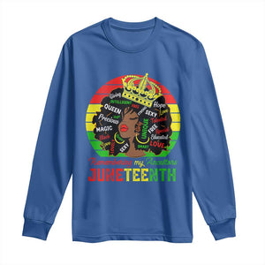 Black Women Long Sleeve Shirt Remembering My Ancestors Juneteenth Celebrate TS01 Royal Blue Print Your Wear