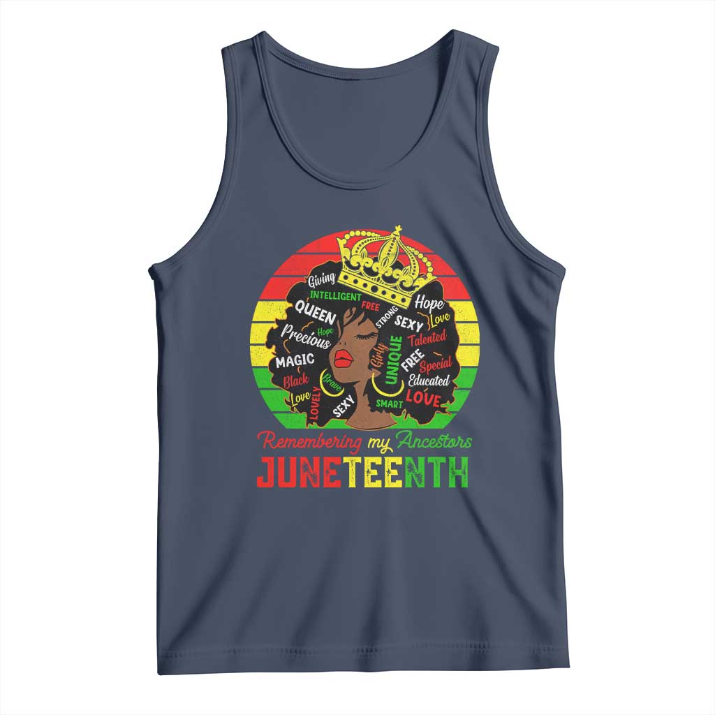 Black Women Tank Top Remembering My Ancestors Juneteenth Celebrate TS01 Navy Print Your Wear