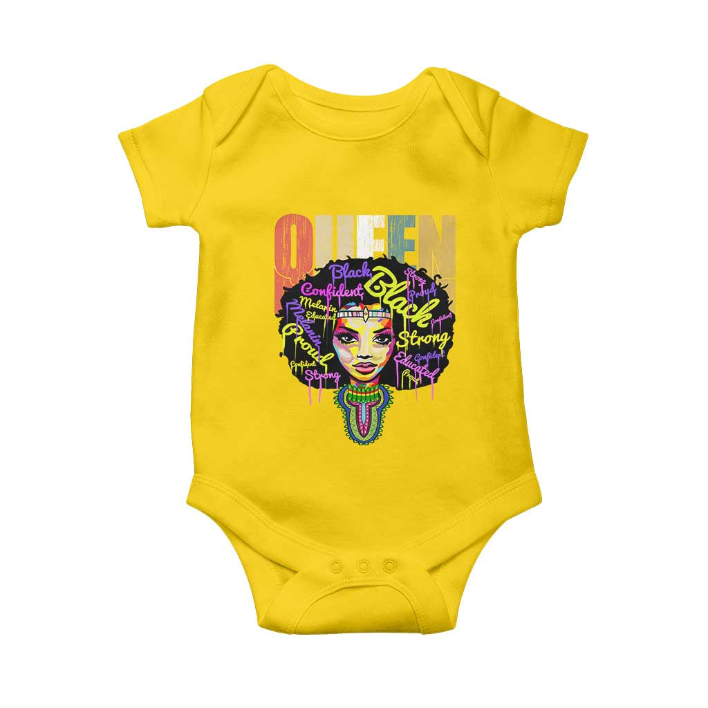 Black Queen Baby Onesie Proud Melanin Strong Educated Retro Vintage TS01 Daisy Print Your Wear
