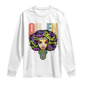 Black Queen Long Sleeve Shirt Proud Melanin Strong Educated Retro Vintage TS01 White Print Your Wear