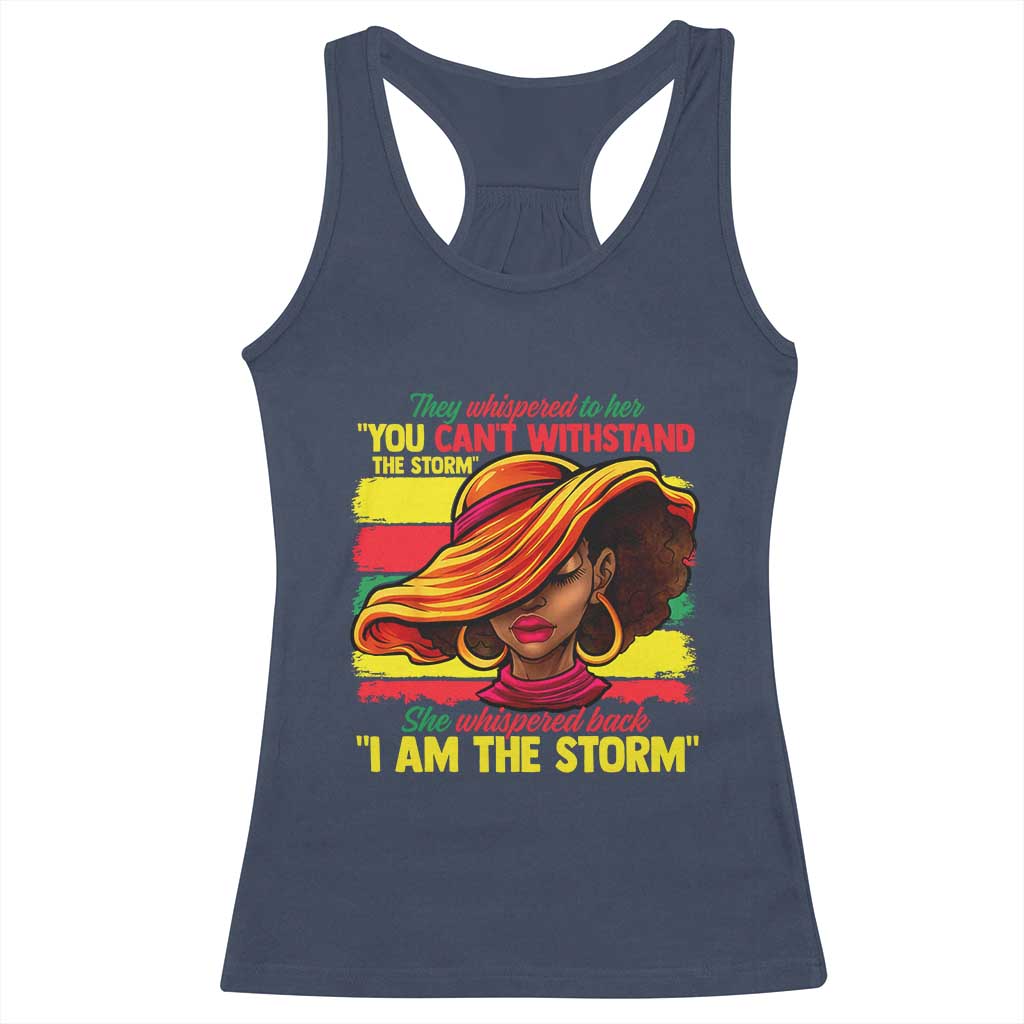 Proud Black African American Ladies Racerback Tank Top Black History Month TS01 Navy Print Your Wear