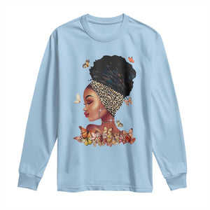 Black Girl Magic Long Sleeve Shirt Afro Melanin Queen African American Women TS01 Light Blue Print Your Wear