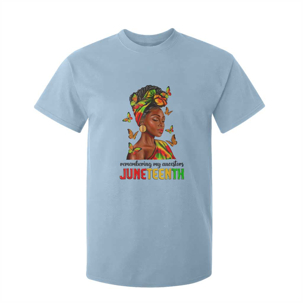 Black Women T Shirt For Kid Remembering My Ancestors Juneteenth Celebration TS01 Light Blue Print Your Wear