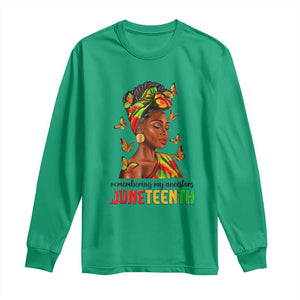 Black Women Long Sleeve Shirt Remembering My Ancestors Juneteenth Celebration TS01 Irish Green Print Your Wear