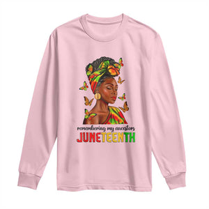 Black Women Long Sleeve Shirt Remembering My Ancestors Juneteenth Celebration TS01 Light Pink Print Your Wear