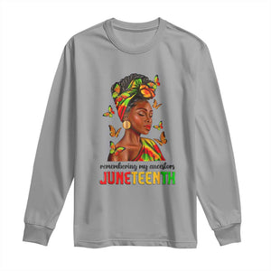 Black Women Long Sleeve Shirt Remembering My Ancestors Juneteenth Celebration TS01 Sport Gray Print Your Wear