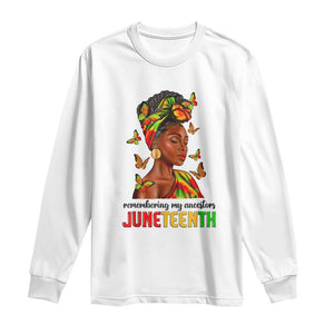 Black Women Long Sleeve Shirt Remembering My Ancestors Juneteenth Celebration TS01 White Print Your Wear