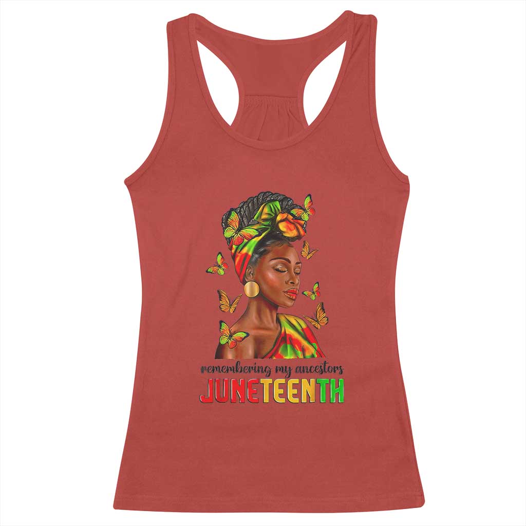 Black Women Racerback Tank Top Remembering My Ancestors Juneteenth Celebration TS01 Red Print Your Wear