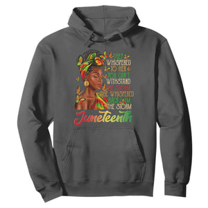 Juneteenth Hoodie I am The Storm Black Women Black History Month TS01 Dark Heather Printyourwear