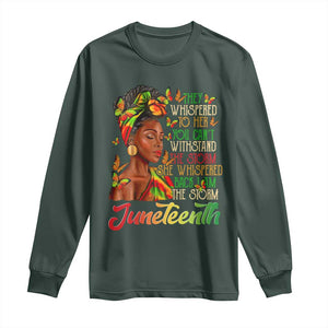 Juneteenth Black Women Long Sleeve Shirt I Am The Storm Black History Month TS01 Dark Forest Green Print Your Wear