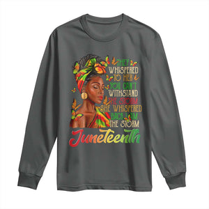 Juneteenth Black Women Long Sleeve Shirt I Am The Storm Black History Month TS01 Dark Heather Print Your Wear