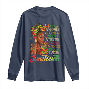 Juneteenth Black Women Long Sleeve Shirt I Am The Storm Black History Month TS01 Navy Print Your Wear