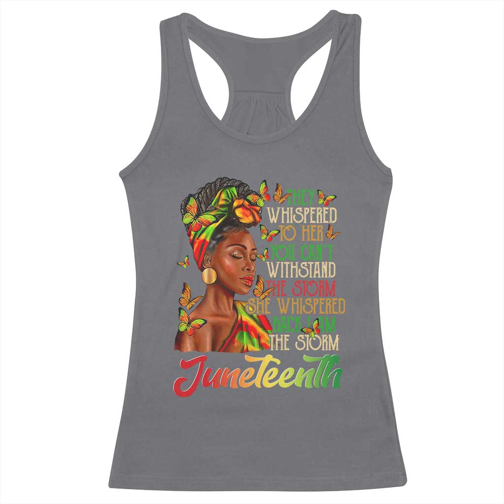 Juneteenth Black Women Racerback Tank Top I Am The Storm Black History Month TS01 Charcoal Print Your Wear