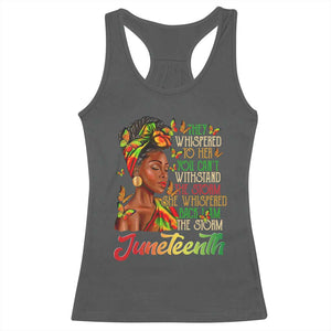 Juneteenth Black Women Racerback Tank Top I Am The Storm Black History Month TS01 Dark Heather Print Your Wear